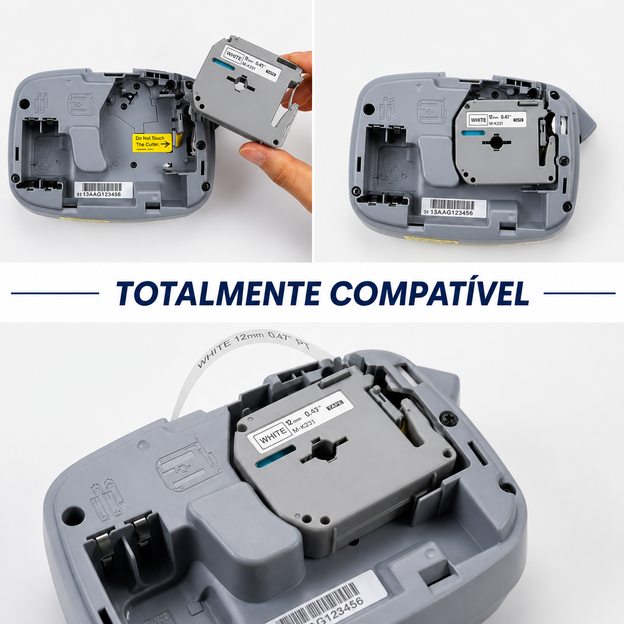 Fita Brother Compatível 12mm Mk-231 Branca Letra Preta