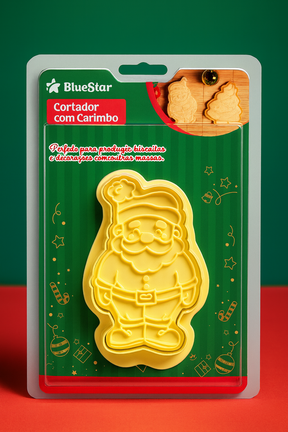 Cortador Com Carimbo De Natal Bolachas Massas BlueStar