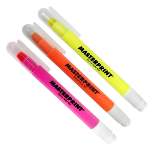 Kit 3 Canetas Marca Texto em Gel Neon Ponta Retrátil