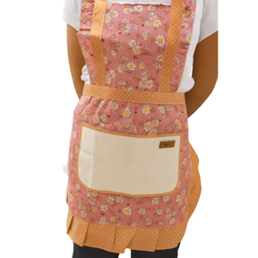 Avental Tecido Floral Cozinha Jardinagem Bolso Atoalhado