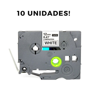 Kit 10 Fitas P/ Rotulador TZC-231 12MM*8M Preto/Branco
