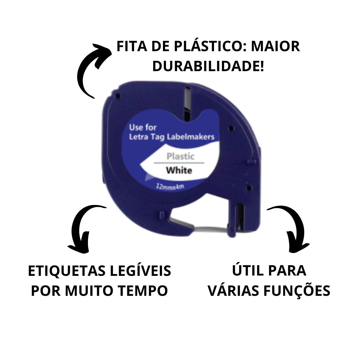 Kit 10 Fitas P/ Rotulador Plástica 91201 Dymo Letra Tag 12mm*4m