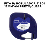 Kit 5 Fitas P/ Rotulador 91201 Dymo Letra Tag 12mm*4m Preto/Transp