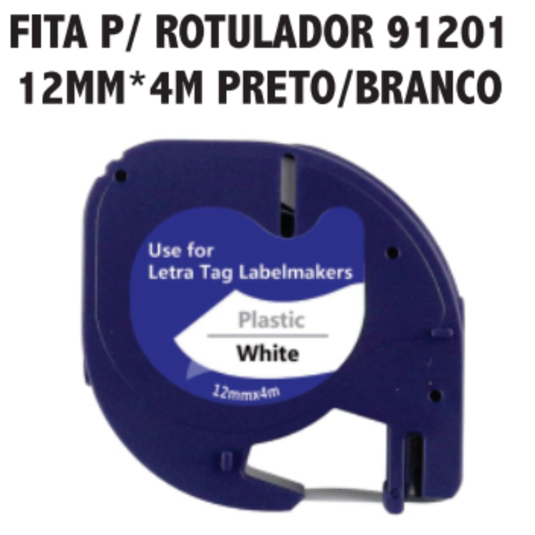 Kit 10 Fitas P/ Rotulador Plástica 91201 Dymo Letra Tag 12mm*4m