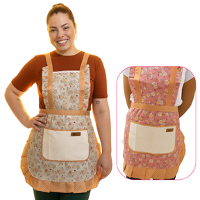 Avental Tecido Floral Cozinha Jardinagem Bolso Atoalhado
