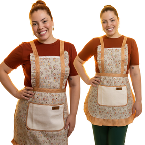 Avental Tecido Floral Cozinha Jardinagem Bolso Atoalhado