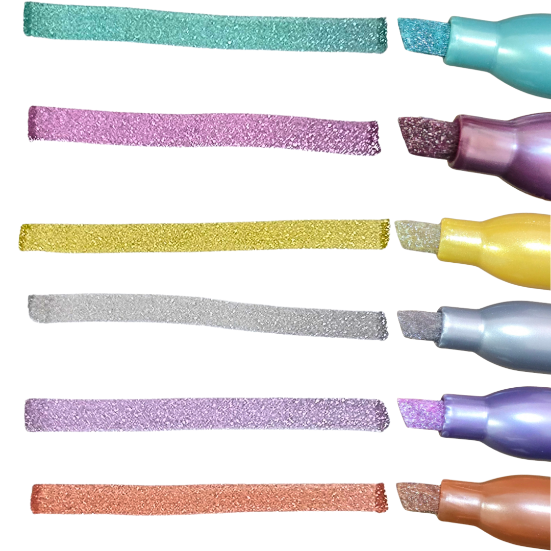 Kit Marca Texto Metálico Glitter