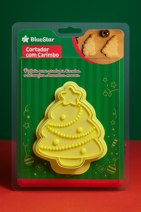 Cortador Com Carimbo De Natal Bolachas Massas BlueStar